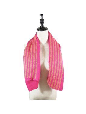 Hermes Cashmere Silk Large Shawl Plume Stitching Scarf Pink Yellow
